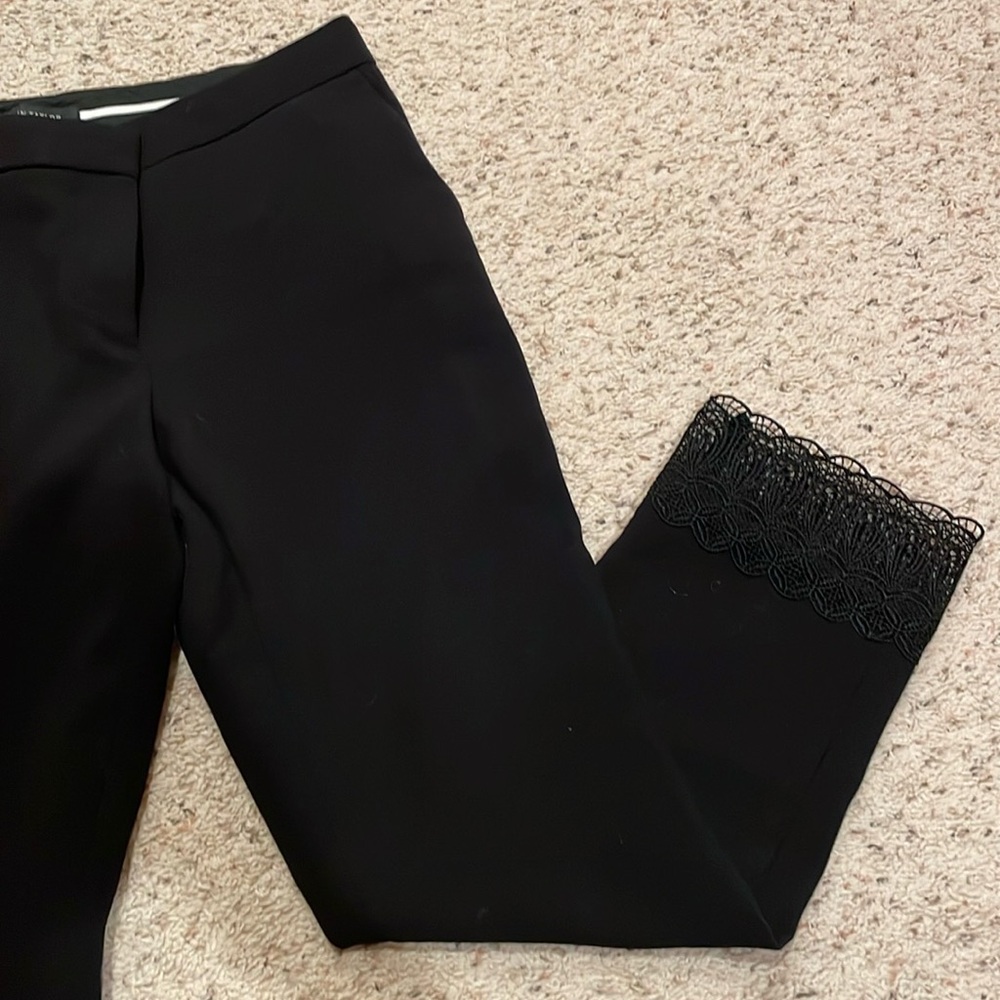 Ann Taylor Lace Detail Bottom Black Pants, size 6
